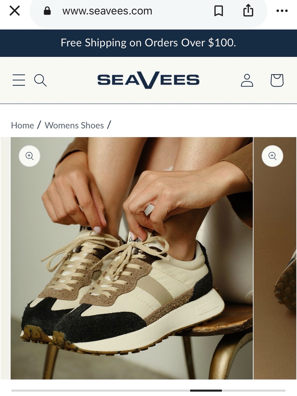 SeaVees Women's Tan, Cream & Black Retro Runner Sneakers